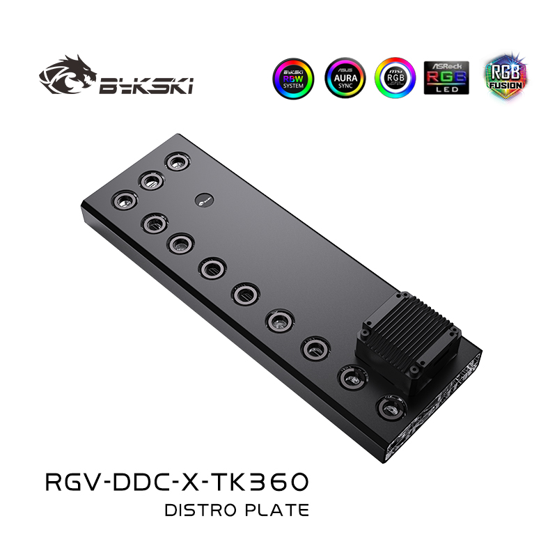 Distro Plate Ddc Pump Combo - Bykski แผ่นดิสโตร/ บอร์ดอะคริลิคสำหรับพีซีเคสระบบทำความเย็น/ท่อแข็งขนาดพอดี/คอมโบปั๊ม DDC/RGV-DDC-X-TK120/240/360