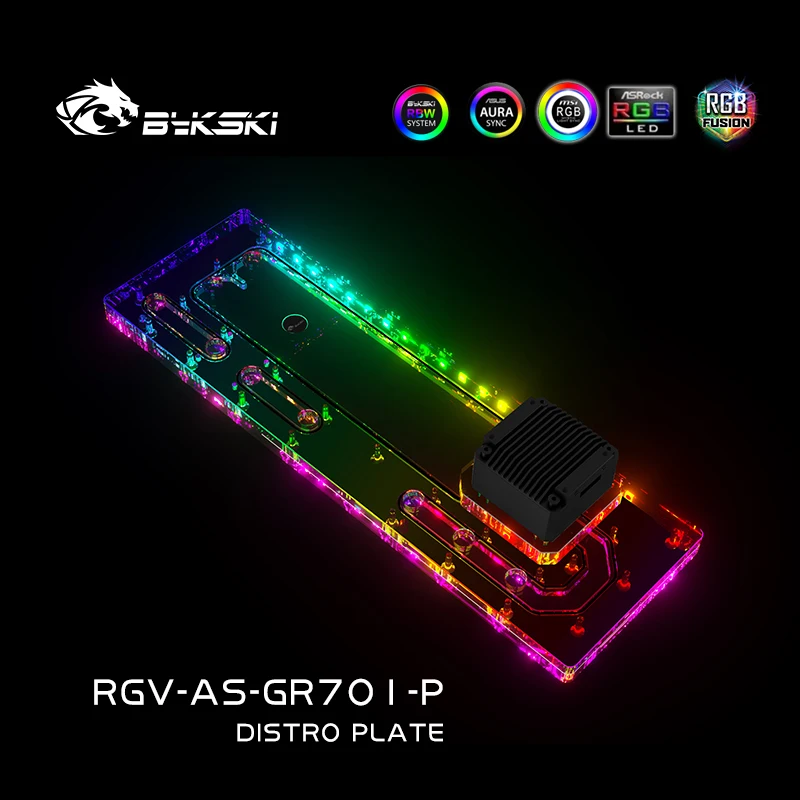 Distro Plate Ddc Pump Combo - แผ่นกระจายความร้อนอะคริลิก BYKSKI สำหรับเคสคอมพิวเตอร์ ASUS ROG HYPERION