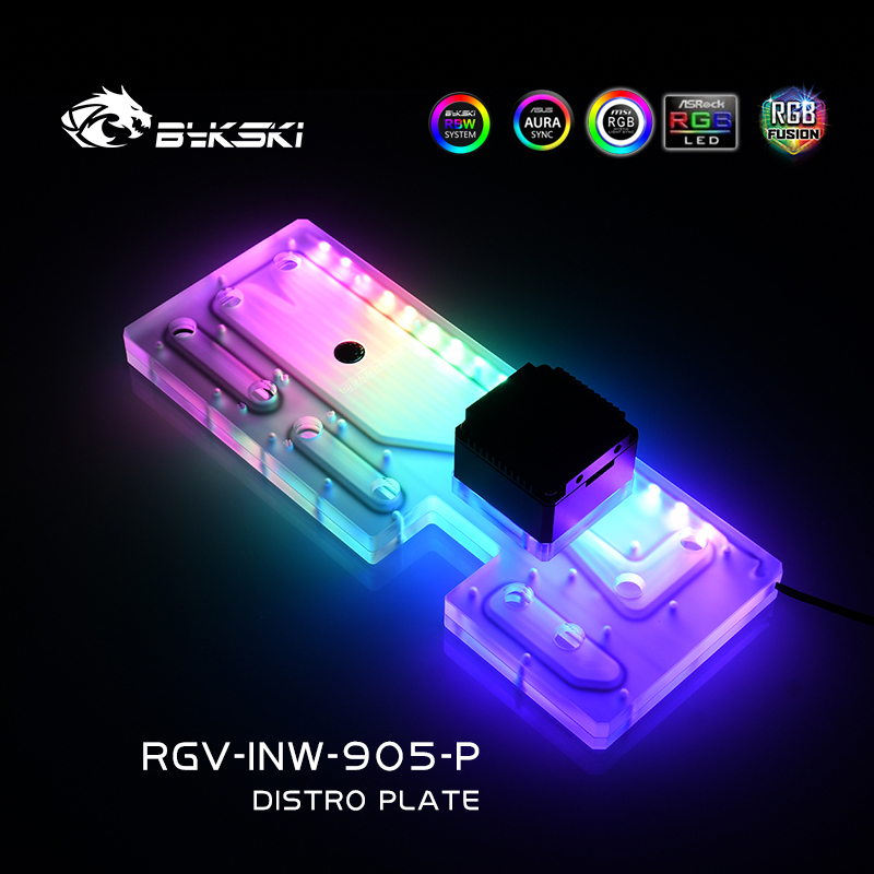 Distro Plate Ddc Pump Combo - แผ่นกระจายน้ำอะคริลิค Bykski RGV-INW-905-P / บอร์ดสำหรับเคสคอมพิวเตอร์ IN