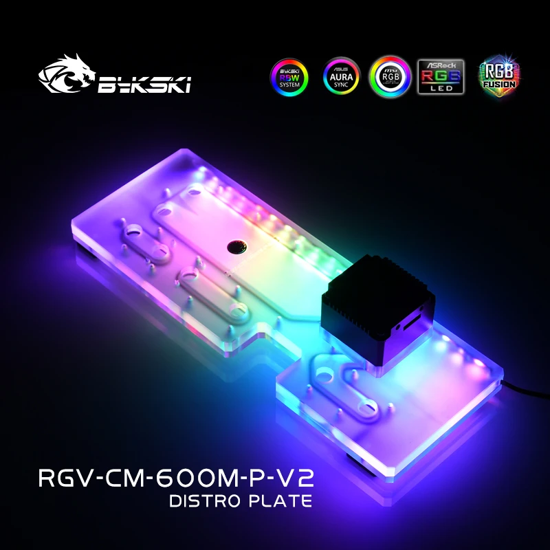 Distro Plate Ddc Pump Combo - แผ่นอะคริลิค Bykski สำหรับใส่ในเคสคอมพิวเตอร์ Cooler Master SL600M