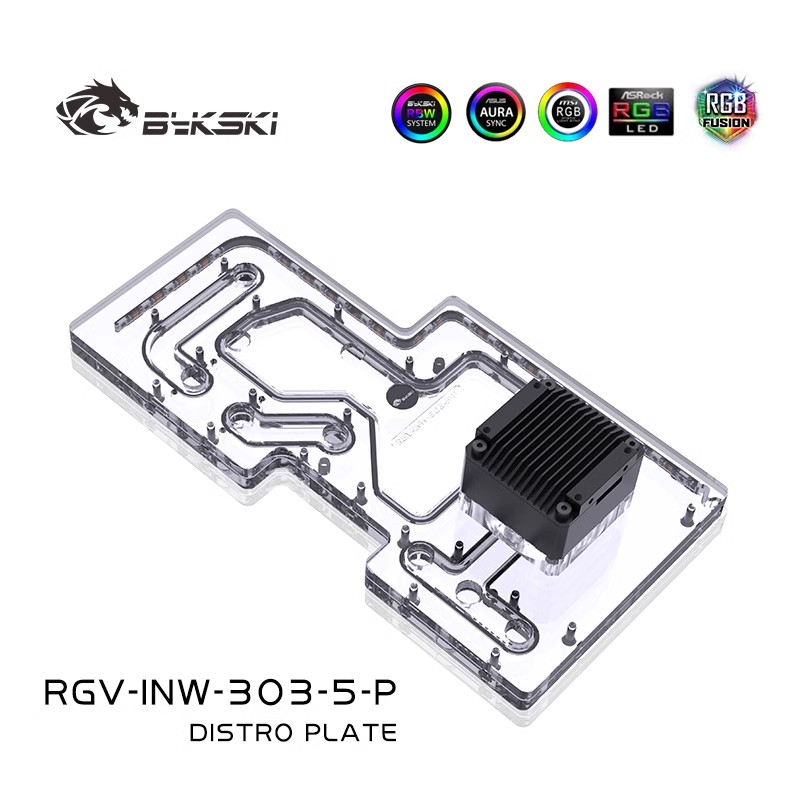 BYKSKI อะคริลิค Water Channel  - Distro Plate Ddc Pump Combo บทวิจารณ์และราคา